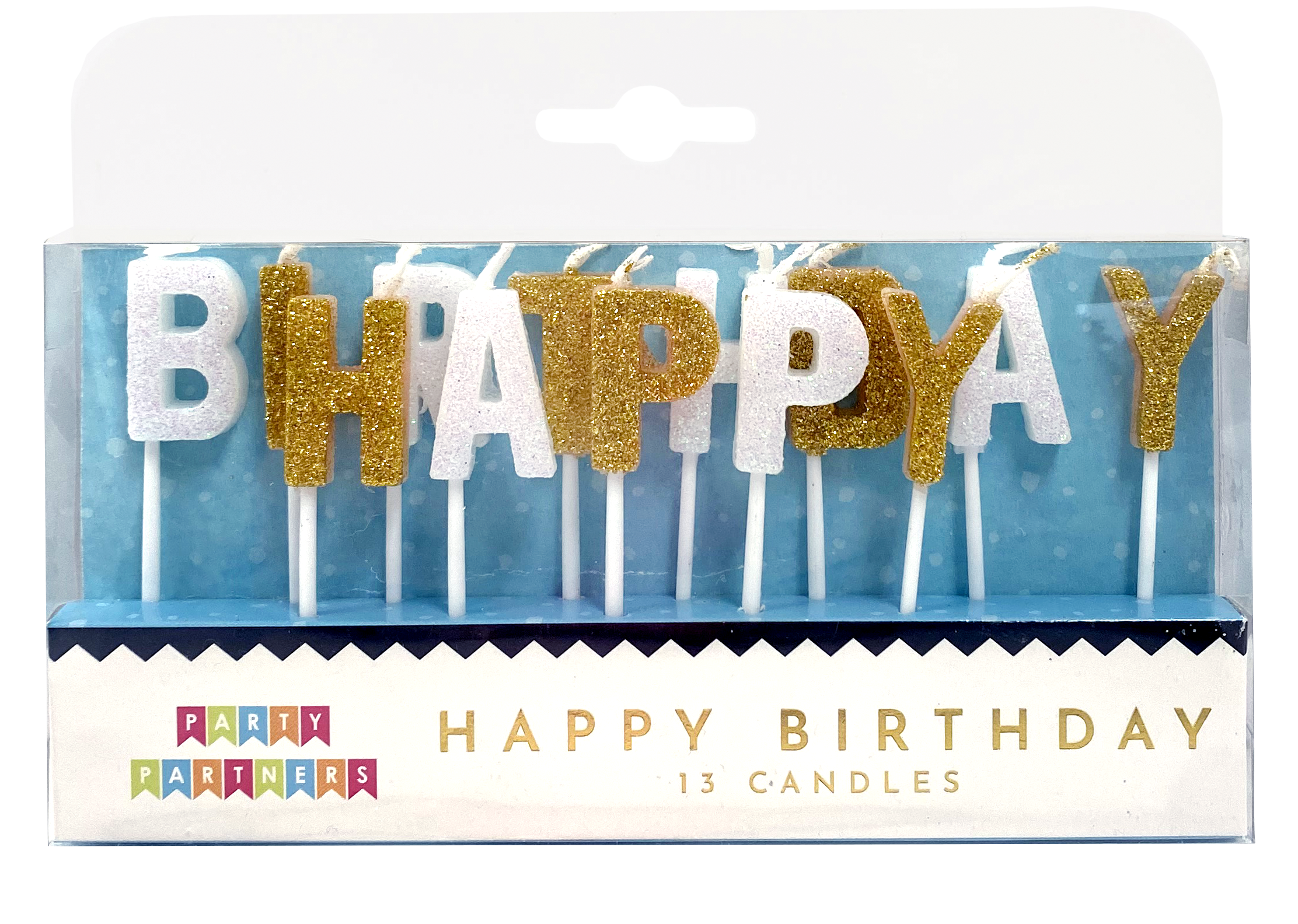 Candle Set - Happy Bday Gold White
